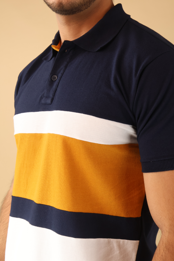 Playera Polo Para Hombre Diseño Combinado Casual Slim Fit Manga Corta